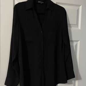 Express Elegant Black Button-Up Shirt